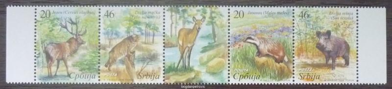 2008 SERBIA - COMPLETE SET (MNH)! yugoslavia animal fauna badger bobcat deer I8