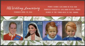 Nevis 2017 MNH Prince William & Kate 5th Wedding Anniv 4v M/S Royalty Stamps