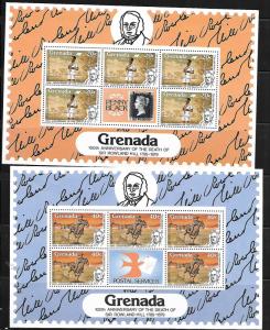 GRENADA, 926-929, MNH, SHEET OF 5 PLUS LABEL, AFRICAN MAIL RUNNER