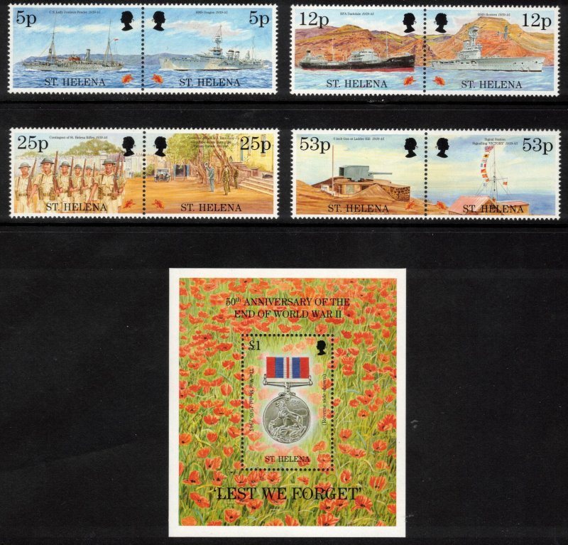 ST HELENA 1995 End of WW II 50th Anniv; Scott 646-54, SG 690-98; MNH