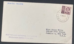 1948 Australian National Antarctic Expedition Cover To Jamaica NY USA