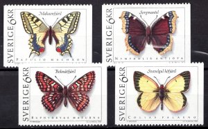 1993 Sweden Sverige - Sc #2020-23 - 60KR Butterfly Insects. MH stamp set Cv $9