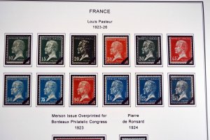 COLOR PRINTED FRANCE 1849-1939 STAMP ALBUM PAGES (29 illustrated pages)