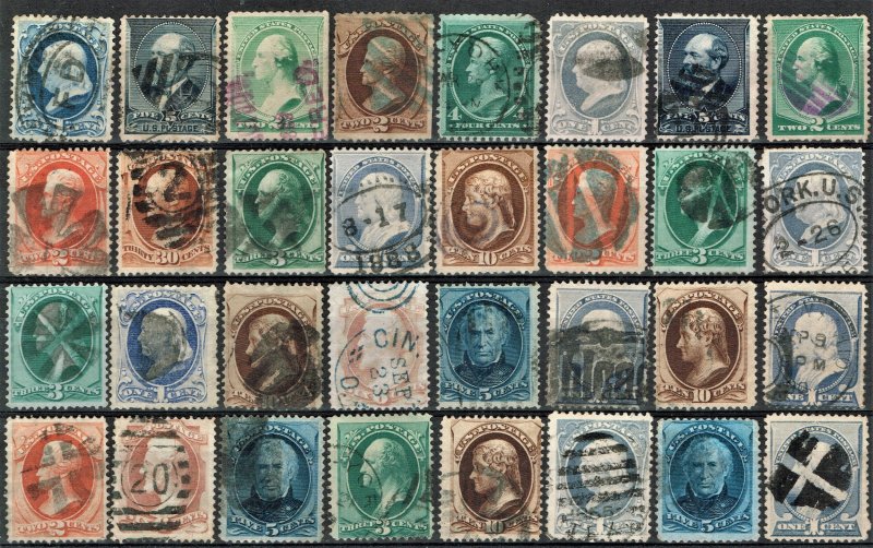 [0841] 1870-90 Selection of 32 stamps used « Bank note issue »