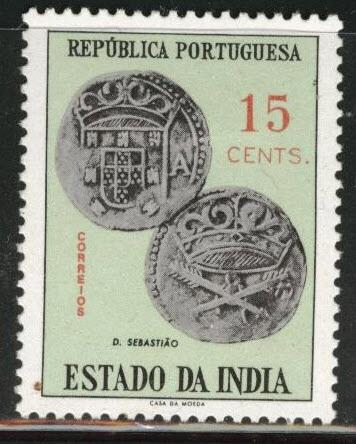 Portuguese India Scott 600 MH* 1959 Coin on stamp