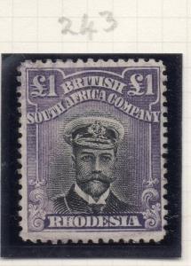Rhodesia 1913-22 GV Admiral Type Early Issue Fine Used £1. 274467