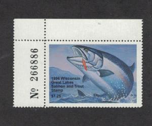 WIGL15 - Wisconsin State Great Lakes Trout & Salmon Stamp. PNS.  MNH. OG.