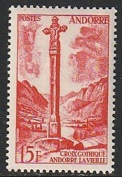 1955 Andorra, French - Sc 132 - MH VF - 1 single - Gothic Cross