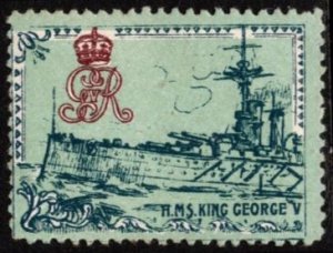 1914 WW One France Delandre Poster Stamp Battleship HMS King George MNH