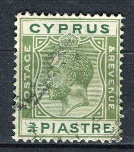 CYPRUS; 1924 early GV issue fine used 3/4Pi. value
