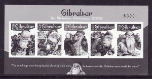 Gibraltar-Sc#1065a-unused NH sheet-Black print-Christmas-Santa Claus-2006-