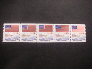 Scott 1891, 18c Flag, ...from sea to shining sea, PNC5 #5, MNH Coil Beauty