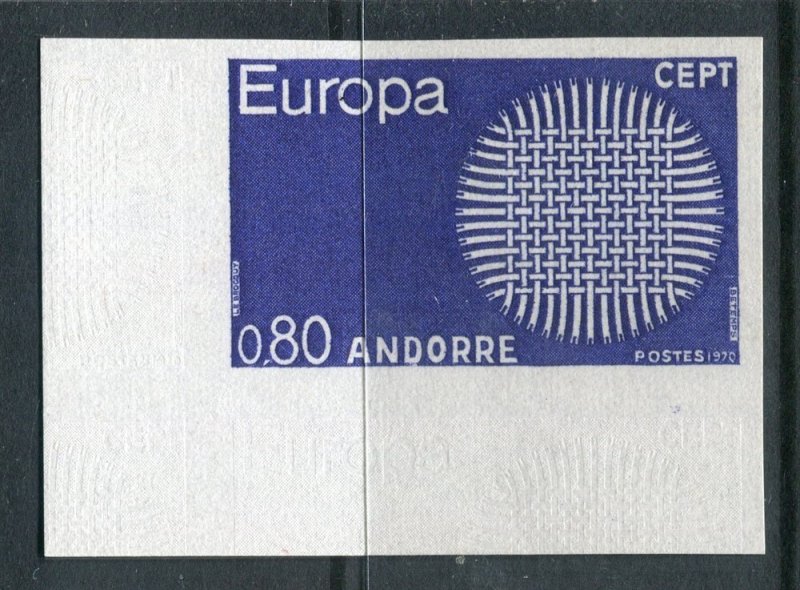 ANDORRA; 1970 early Pictorial EUROPA issue IMPERF VARIETY Marginal MINT MNH