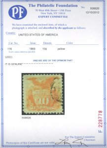 U.S. #116 USED WITH PF CERT