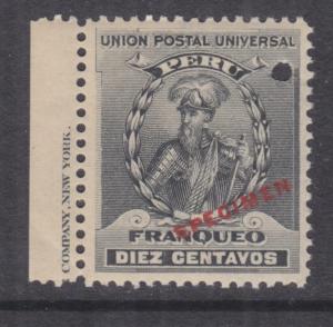 PERU, 1900 Pizarro 10c. Black, ABN Punched Proof, SPECIMEN in Red, mnh.