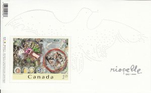 Canada 2003 MNH Sc 2003ii $1.25 Jean-Paul Riopelle Souvenir sheet with 2 extr...