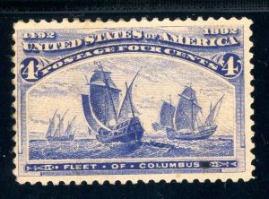 USAstamps Unused FVF US 1893 Columbian Expo Fleet of Columbus Scott 233 OG MLH