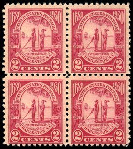 US Sc 683 MNH BLOCK of 4 - 1930 2¢ - Charleston, SC 250th Anniv.