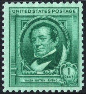 SC#859 1¢ Famous Americans: Washington Irving Single (1940) MNH