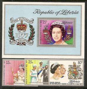 Liberia  788-90,C218 MNH 1977 Silver Wedding w Sheet