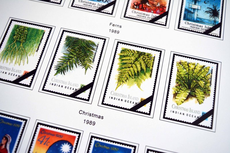 COLOR PRINTED CHRISTMAS ISLAND 1958-2010 STAMP ALBUM PAGES (94 illustr. pages)