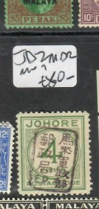 MALAYA JAPANESE OCCUPATION JOHORE (P0101B) POSTAGE DUE 4C SG JD2 SIGN ROWELL MOG 