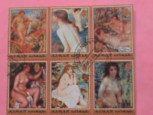 AJMAN STAMP-1972 WORLD FAMOUS NUDE ART CTO -MNH STAMP SHEET -RARE VERY RARE