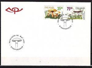 Iceland, Scott cat. 881-882. Mushrooms issue. First day cover. ^