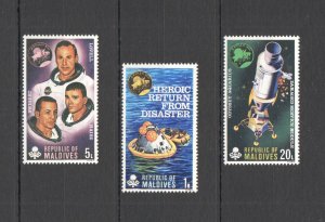 B0294 1971 Maldives Space Apollo Xiii Return From Disaster #367-9 1Set Mnh