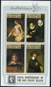 Niue 582-585,586 ad sheet,MNH.Michel 757-760,Bl.116. Paintings by Rembrandt,1990