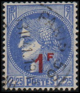 France 398 - Used - 1fr on 2.25fr Ceres (red ovpt) (1941)