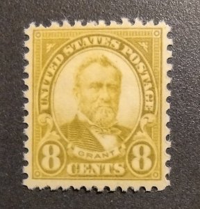 US Scott 640 8c Ulysses S Grant MINT VF LH OG Perf 11x10.5 Olive Green 1927