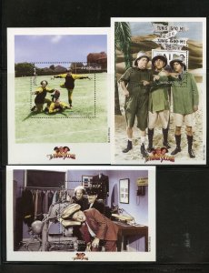 MONGOLIA THE THREE STOOGES  THREE SHEETS & THREE SOUVENIR SHEETS  MINT NH