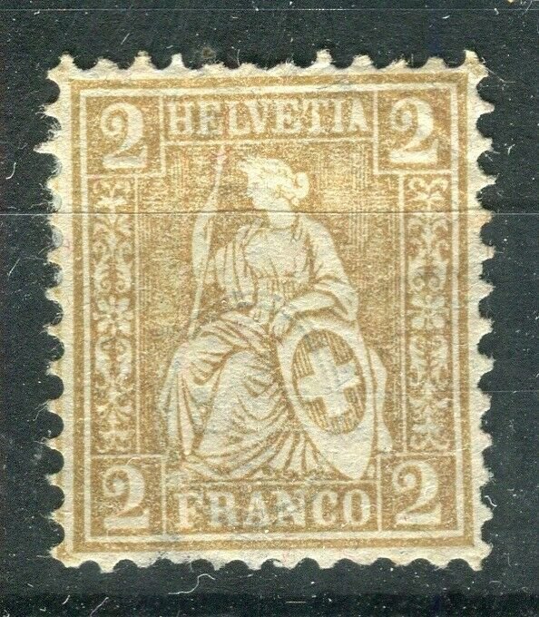 SWITZERLAND; 1881 classic Sitting Helvetia issue fine Mint hinged Shade of 2c.