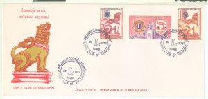 Laos 273-8/C103 1973 Lion's Club International (set of three) Lions Wat that Luang Statues on an unaddressed cacheted fi...