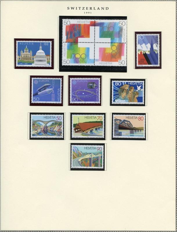 SWITZERLAND SELECTION OF 1991/93  ISSUES MINT NH FACE VALUE 24.8 SWISS FRANCS