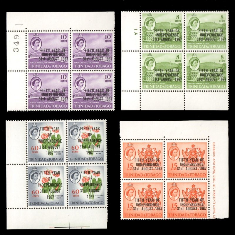 T&T TRINIDAD TOBAGO 1958-1968 MNH Sets of Stamp Blocks CV$88