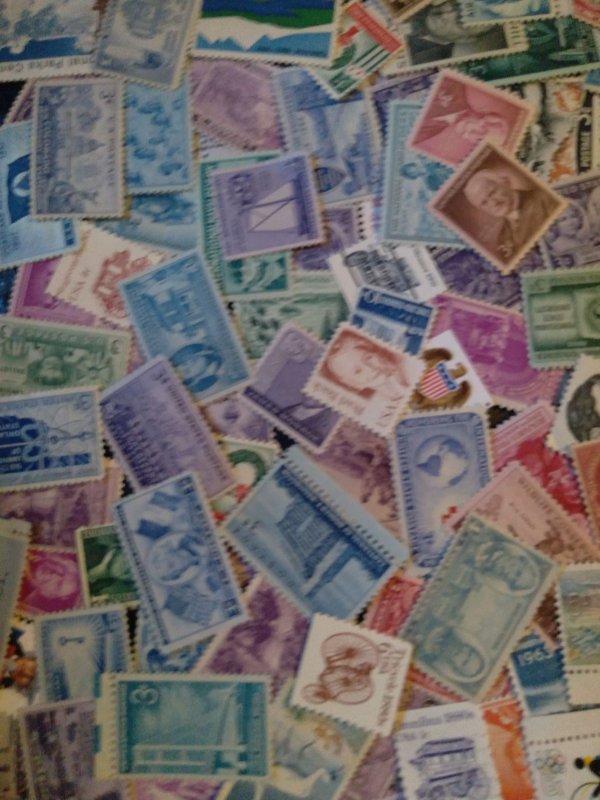 100 Unused US MNH Quality Stamp Unsearched 600,000 Hoard ALL DIFFERENT