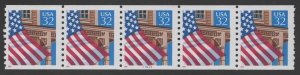 U.S. #2913  MNH Plate #45444 Strip of 5 32¢ Flag