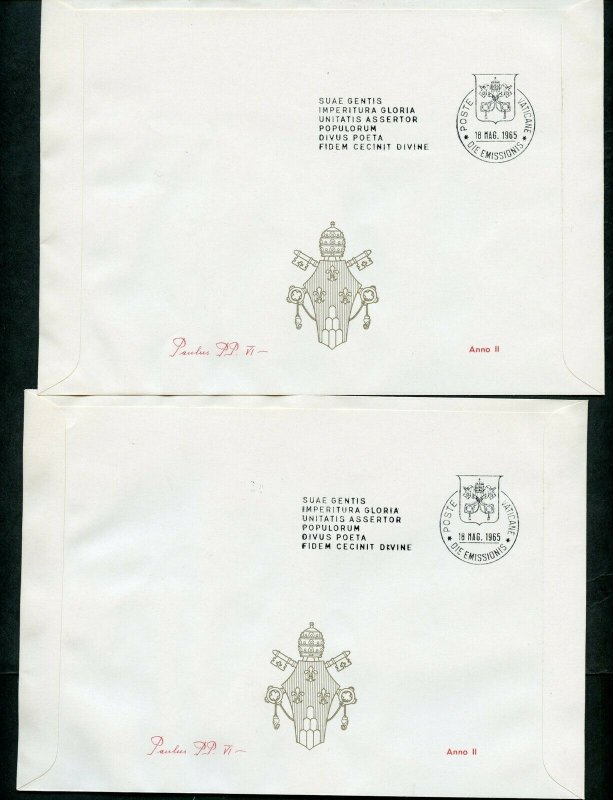 VATICAN CITY 1965 DANTE ALIGHIERI SIMULATED MINIATURE SHEETLET FIIRST DAY COVERS