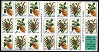 3127a 32c Merian Botanical, Conv Bklt Pane of 20 1997