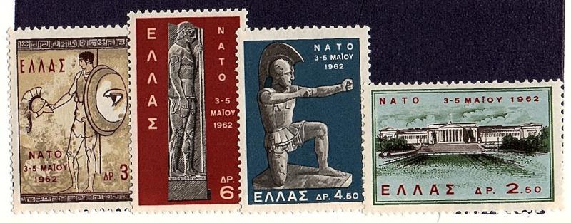 Greece 1962 Scott 735-38 Cmplt mh set scv $1.30 less 50%=$0.65 Buy it Now!!