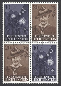 Liechtenstein Sc# 315-316 Used block/4 1957 Boy Scouts