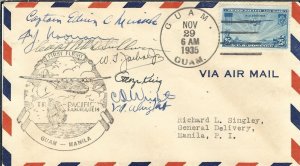 Guam to Manila, PI 1936 Pacific Clipper signed by Crew (47296)