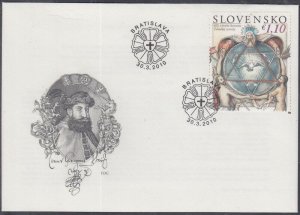 SLOVAKIA Sc #593 FDC SINGLE from S/S ISSUED for 400th ZILINA SYNOD, w/STAR