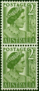 Australia 1951 2d Yellow-Green SG237a Coil Pair V.F MNH