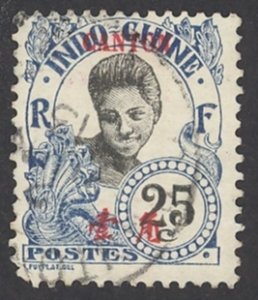 France-Offices in China Canton Sc# 55 Used 1908 25c Overprint