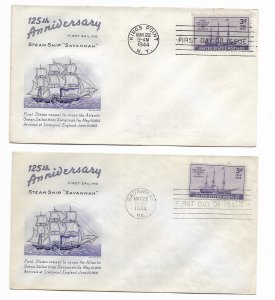 US 923 (Me-8) 3c Steamship Set of 2 FDCs Grimsland Cachets ECV $36.00