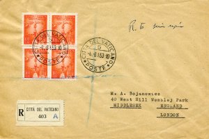 Airmail Lire 100 orange quartz on envelope fitt. for London