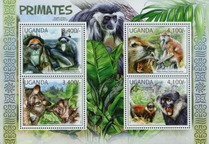 Primates Stamp De-Brazza's Monkey L'Hoest's Angola Colobus S/S MNH #2815-2818